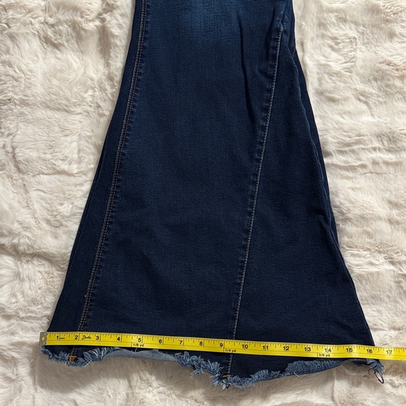 Lucky & Blessed Dark Blue Flare with Raw Hem Jeans, Size 18 - Picture 6 of 10
